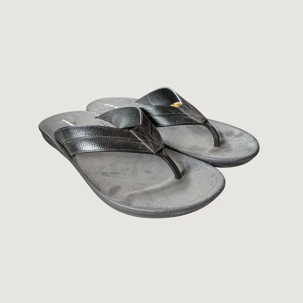 Okabashi Shoreline Mens Black Flip Flop Sandals Comfort Arch Support Size 13 USA